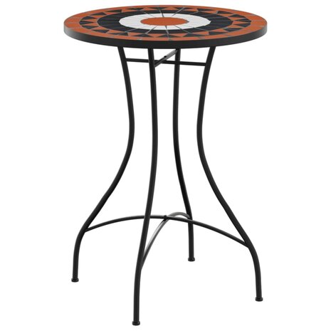 Bistrotafel mozaïek Ø50x70 cm keramiek terracottakleurig en wit 2