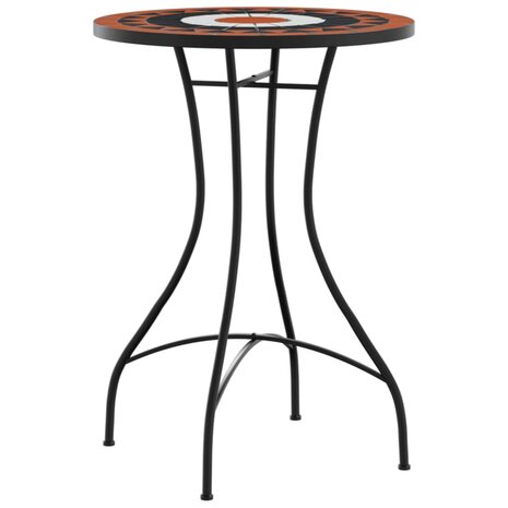 Bistrotafel mozaïek Ø50x70 cm keramiek terracottakleurig en wit 4