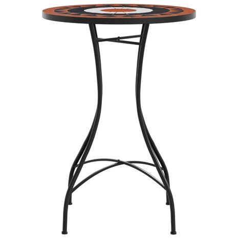 Bistrotafel mozaïek Ø50x70 cm keramiek terracottakleurig en wit 5