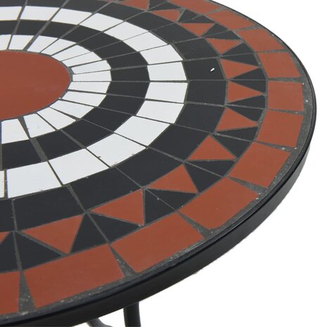Bistrotafel mozaïek Ø50x70 cm keramiek terracottakleurig en wit 7