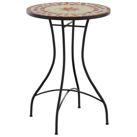 Bistrotafel mozaïek Ø50x70 cm keramiek terracottakleurig en wit 2
