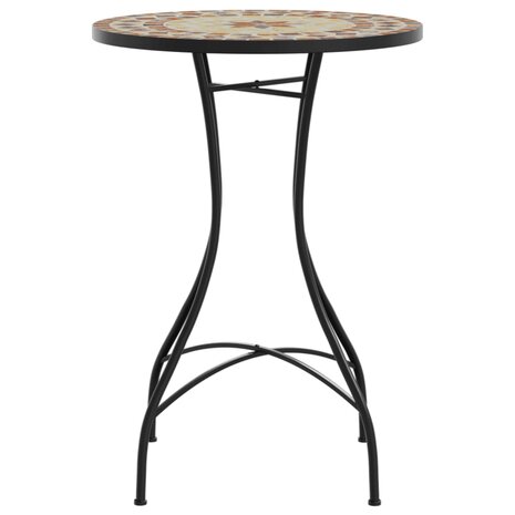 Bistrotafel mozaïek Ø50x70 cm keramiek terracottakleurig en wit 5