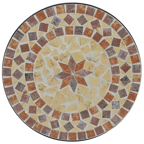 Bistrotafel mozaïek Ø50x70 cm keramiek terracottakleurig en wit 6