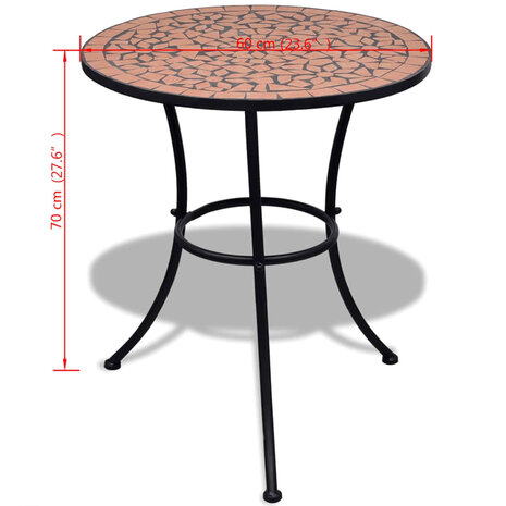 Bistrotafel 60 cm mozaïek terracottakleurig 5