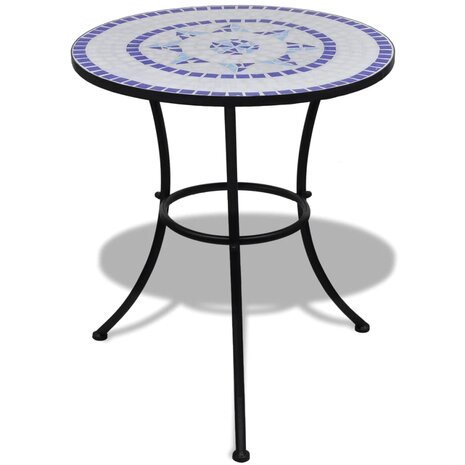 Bistrotafel 60 cm mozaïek blauw en wit 1