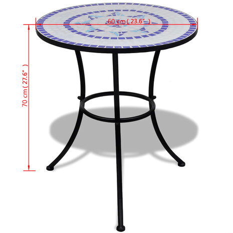 Bistrotafel 60 cm mozaïek blauw en wit 5