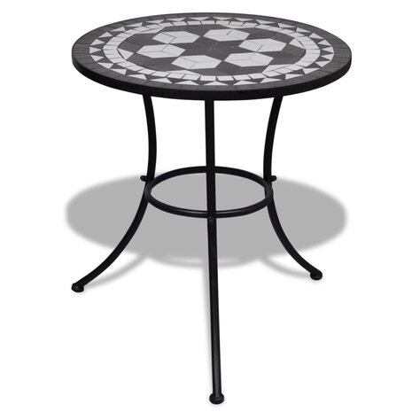 Bistrotafel 60 cm mozaïek zwart en wit 1