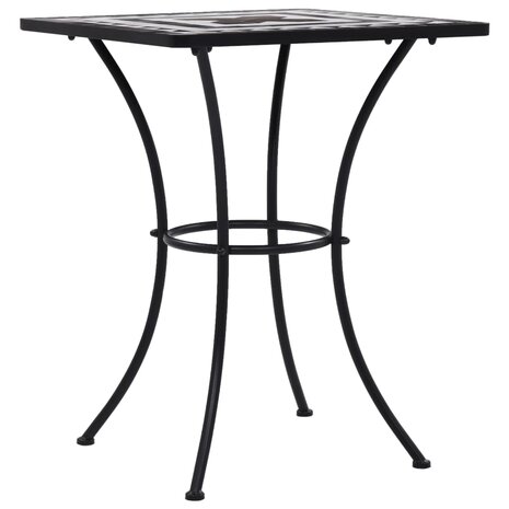 Bistrotafel mozaïek 60 cm keramiek zwart en wit 2