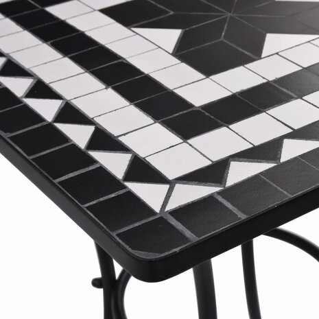 Bistrotafel mozaïek 60 cm keramiek zwart en wit 4