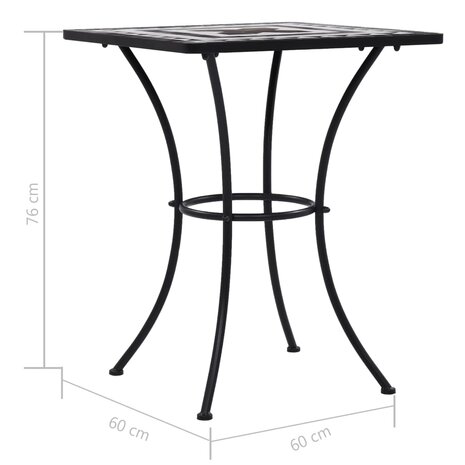 Bistrotafel mozaïek 60 cm keramiek zwart en wit 8
