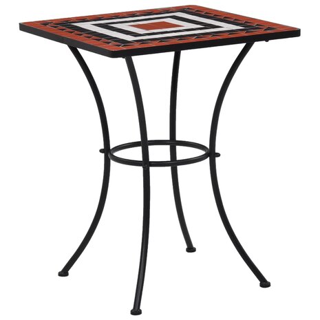 Bistrotafel mozaïek 60 cm keramiek terracottakleurig en wit 1