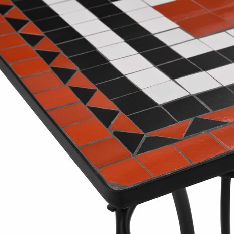 Bistrotafel mozaïek 60 cm keramiek terracottakleurig en wit 4