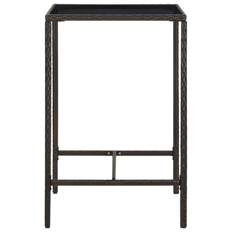 Tuinbartafel 70x70x110 cm poly rattan en glas bruin 3