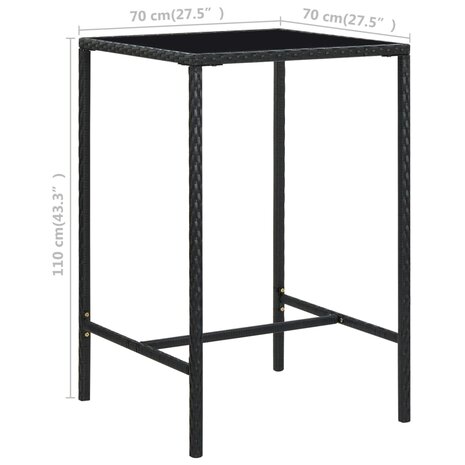 Tuinbartafel 70x70x110 cm poly rattan en glas bruin 6