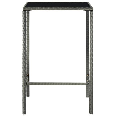 Tuinbartafel 70x70x110 cm poly rattan en glas grijs 2