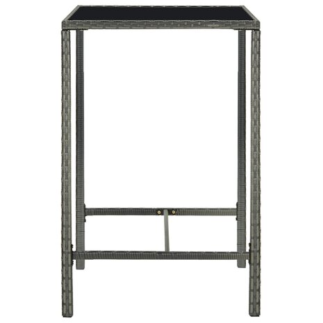 Tuinbartafel 70x70x110 cm poly rattan en glas grijs 3