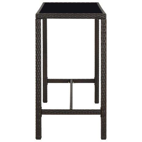 Tuinbartafel 130x60x110 cm poly rattan en glas bruin 3