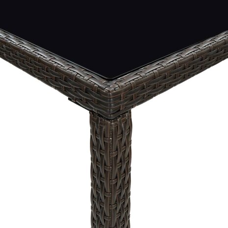 Tuinbartafel 130x60x110 cm poly rattan en glas bruin 5