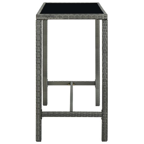 Tuinbartafel 130x60x110 cm poly rattan en glas grijs 3
