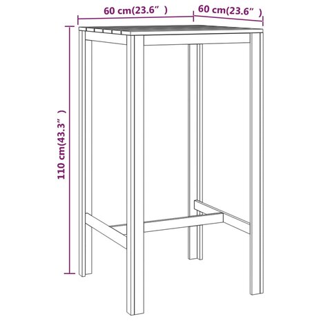 Bartafel 60x60x110 cm geïmpregneerd grenenhout 5