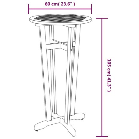Tuinbartafel Ø 60x105 cm massief acaciahout 6