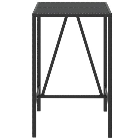 Bartafel met glazen blad 70x70x110 cm poly rattan zwart 3