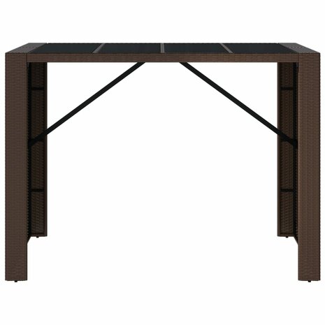 Bartafel met glazen blad 145x80x110 cm poly rattan bruin 3