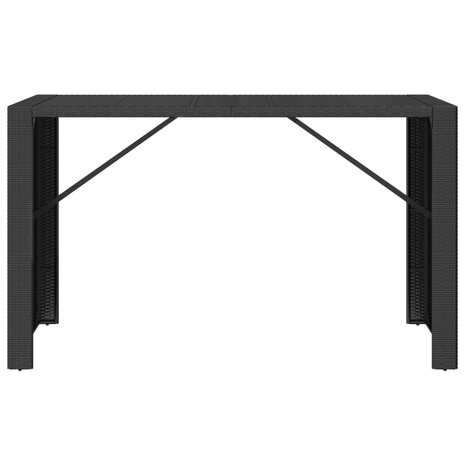 Bartafel met glazen blad 185x80x110 cm poly rattan zwart 3