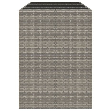 Bartafel met glazen blad 185x80x110 cm poly rattan grijs 4