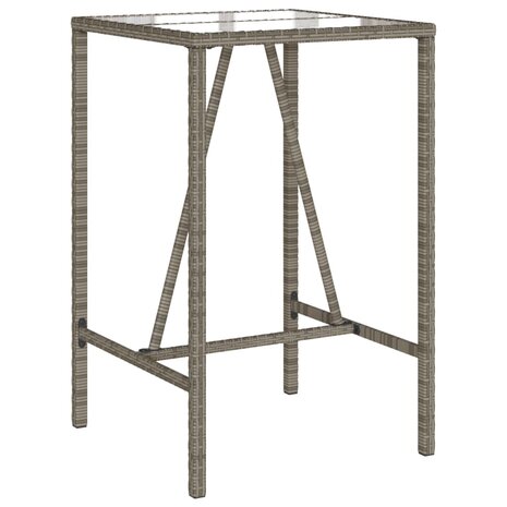 Tuinbartafel 70x70x110 cm poly rattan grijs 2