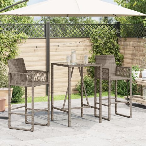 Tuinbartafel 70x70x110 cm poly rattan grijs 3