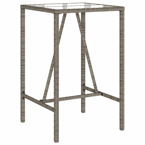 Tuinbartafel 70x70x110 cm poly rattan grijs 7