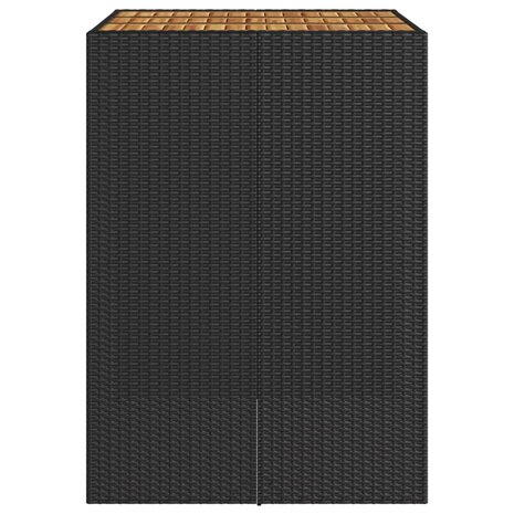 Tuinbartafel acaciahouten blad 105x80x110 cm poly rattan zwart 6