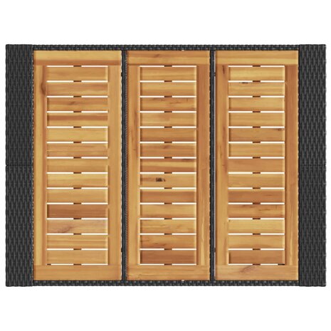Tuinbartafel acaciahouten blad 105x80x110 cm poly rattan zwart 8