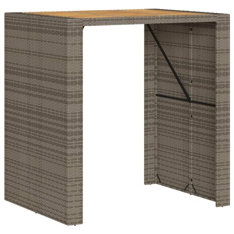Tuinbartafel acaciahouten blad 105x80x110 cm poly rattan grijs 7