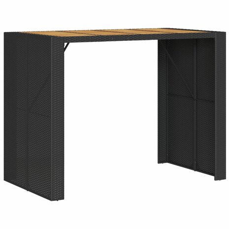 Tuinbartafel acaciahouten blad 145x80x110 cm poly rattan zwart 2