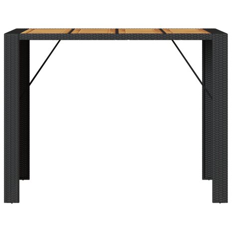 Tuinbartafel acaciahouten blad 145x80x110 cm poly rattan zwart 5