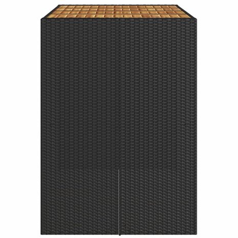 Tuinbartafel acaciahouten blad 145x80x110 cm poly rattan zwart 6