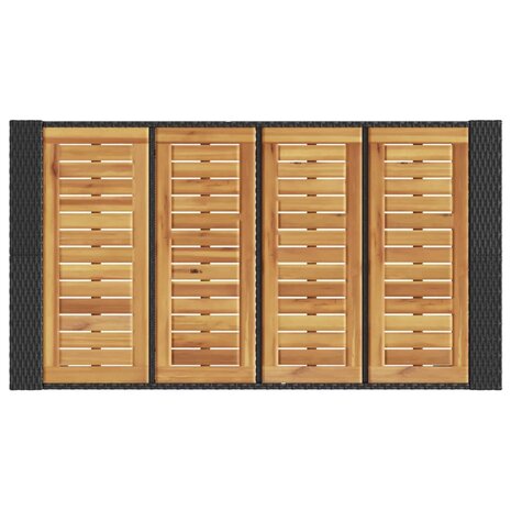 Tuinbartafel acaciahouten blad 145x80x110 cm poly rattan zwart 8