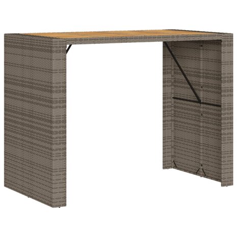 Tuinbartafel acaciahouten blad 145x80x110 cm poly rattan grijs 2
