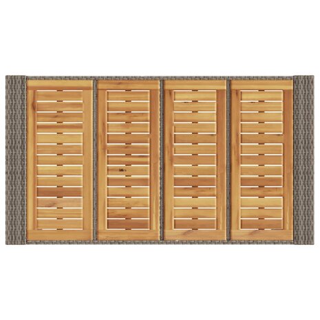 Tuinbartafel acaciahouten blad 145x80x110 cm poly rattan grijs 8