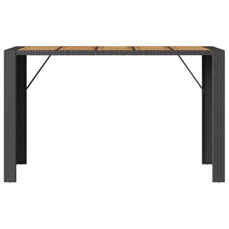 Tuinbartafel acaciahouten blad 185x80x110 cm poly rattan zwart 5