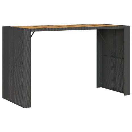 Tuinbartafel acaciahouten blad 185x80x110 cm poly rattan zwart 7