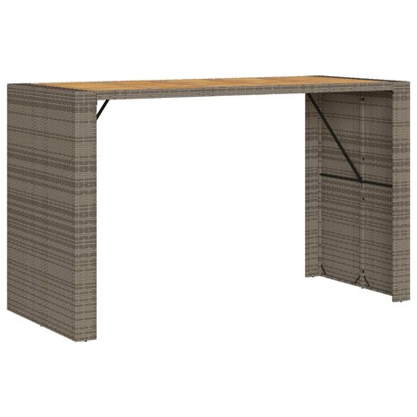 Tuinbartafel acaciahouten blad 185x80x110 cm poly rattan grijs 7