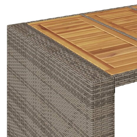 Tuinbartafel acaciahouten blad 185x80x110 cm poly rattan grijs 9