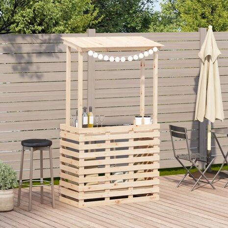 Tuinbartafel met dak 112,5x57x195,5 cm massief hout 3