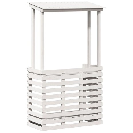 Tuinbartafel met dak 112,5x57x195,5 cm massief hout wit 2
