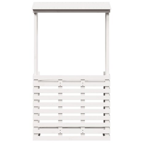Tuinbartafel met dak 112,5x57x195,5 cm massief hout wit 4