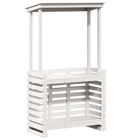 Tuinbartafel met dak 112,5x57x195,5 cm massief hout wit 6