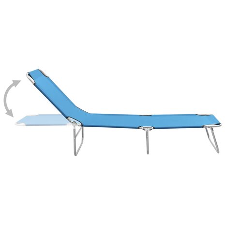 Ligbed inklapbaar staal en stof turquoiseblauw 3
